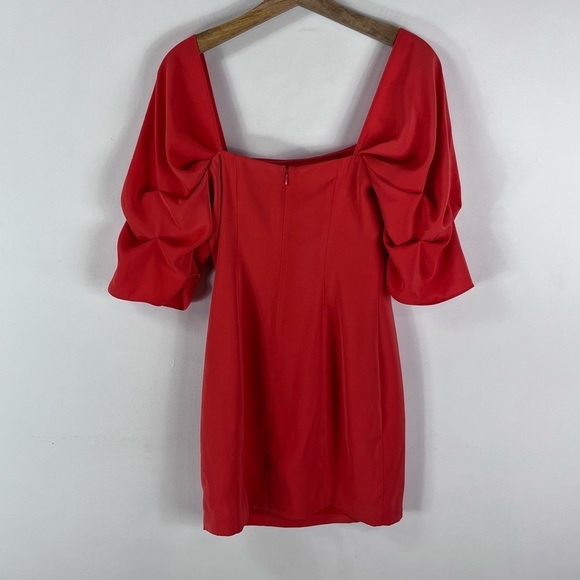 BOSKEMPER Off the Shoulder Square Neckline Mini Dress XS Red - Picture 3 of 8